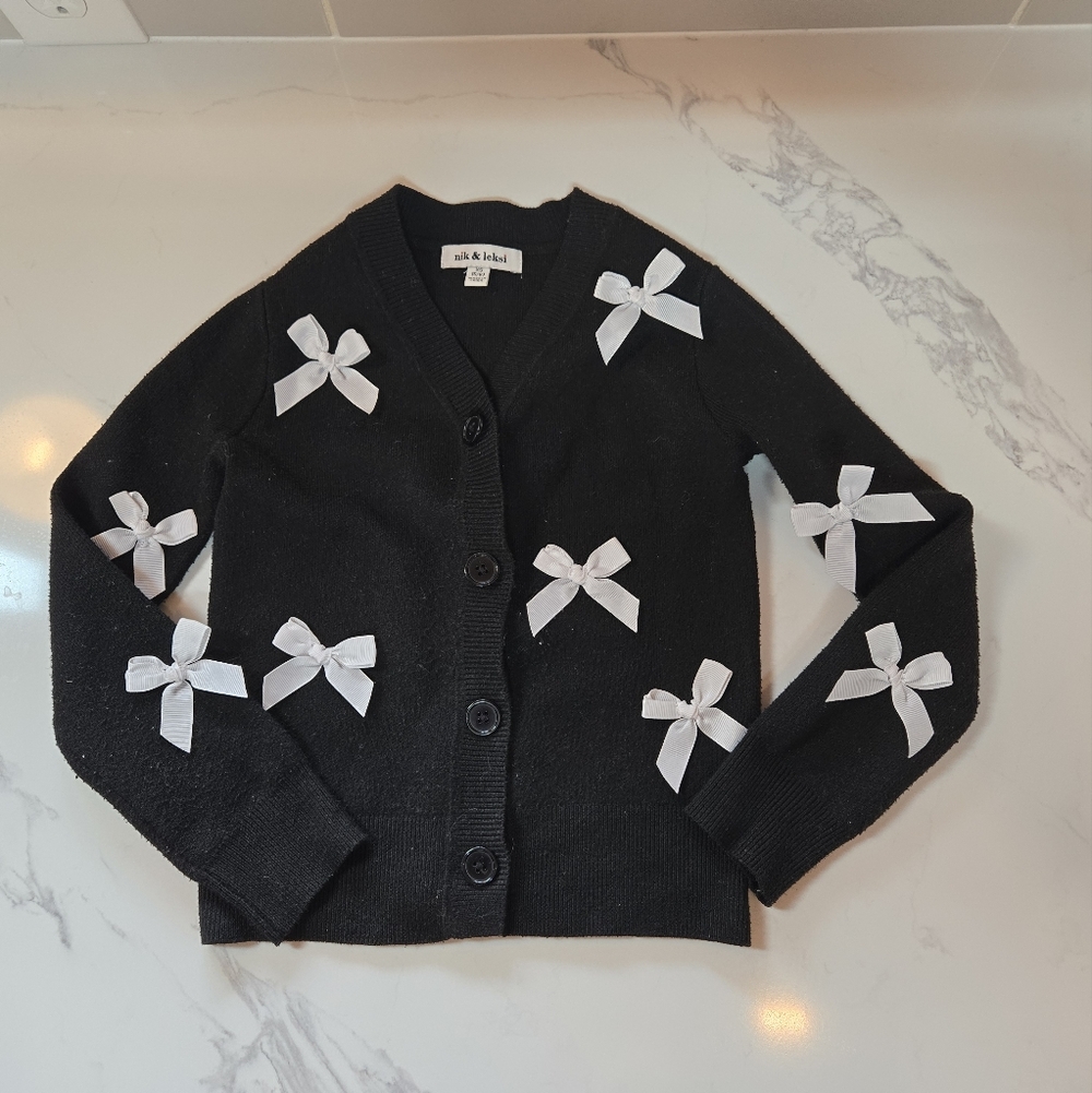 Zara Black Cardigan with White Bows